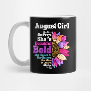 Sunflower August Girl She Slays She Prays She's Beautiful Like A Boss Mug